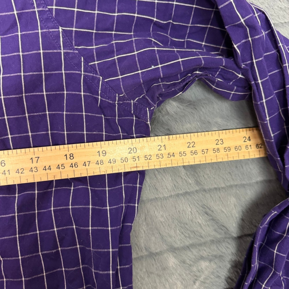 Knights Apparel LSU Button Down Shirt Mens Medium Purple Windowpane Plaid Cotton - Picture 3 of 8